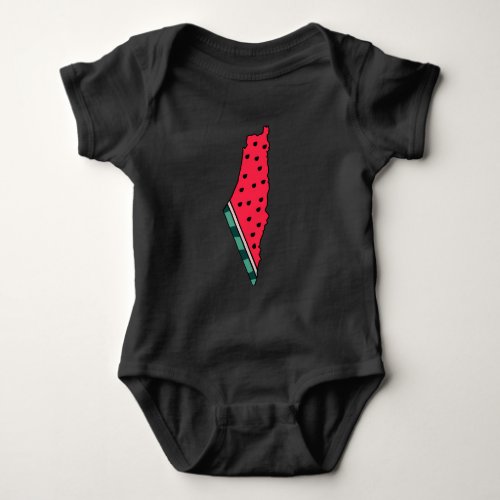 colorful palestine watermelon map graphic design baby bodysuit