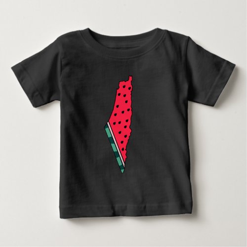 colorful palestine watermelon map graphic design baby T_Shirt