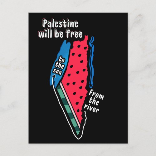 colorful palestine watermelon map graphic design postcard