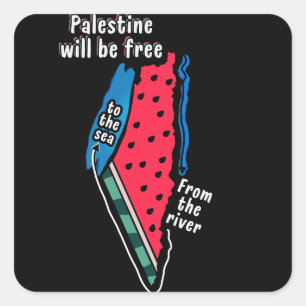 colorful palestine watermelon map graphic design square sticker