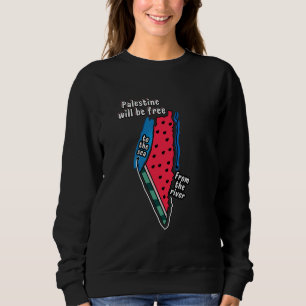 colorful palestine watermelon map graphic design sweatshirt