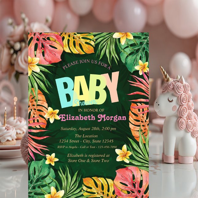 Colorful Palm Leaves Green Baby Shower  Invitation (Creator Uploaded)
