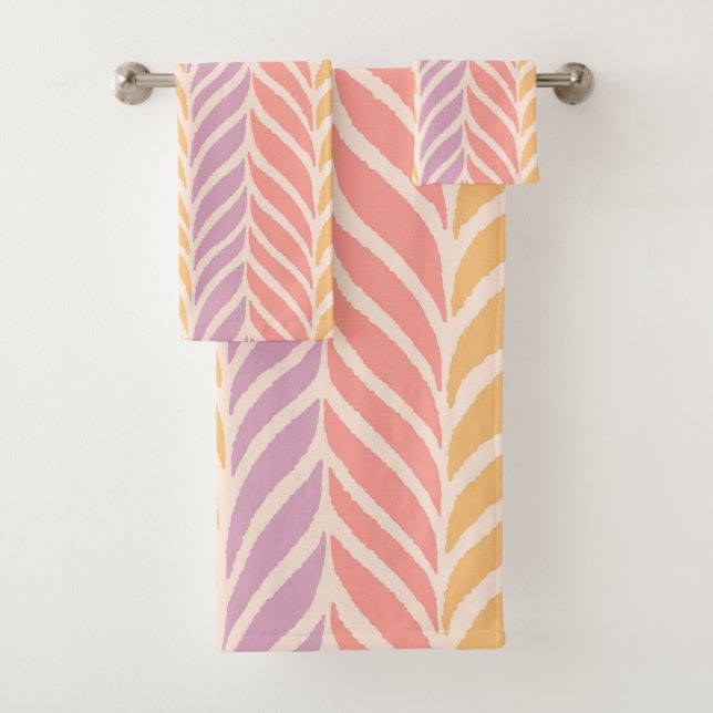 Colorful Palm Leaves Pattern Bath Towel Set (Insitu)