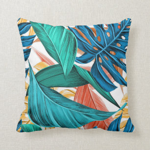 Colorful Palm Leaves Throw Pillow