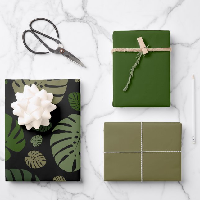 Colorful Palm Leaves Wrapping Paper Sheets (Front)