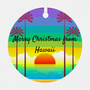 Colorful Palm Sunset Christmas Ornament