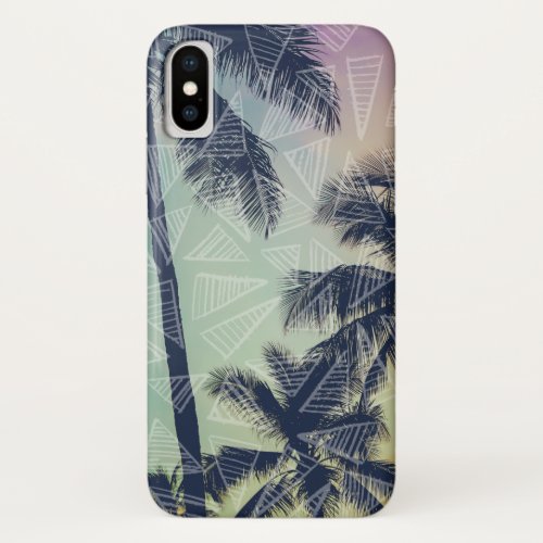 Colorful Palm Tree Beach Girly iPhone iPhone X Case