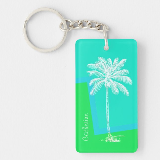 Colorful Palm Tree Custom Key Chain (Front)