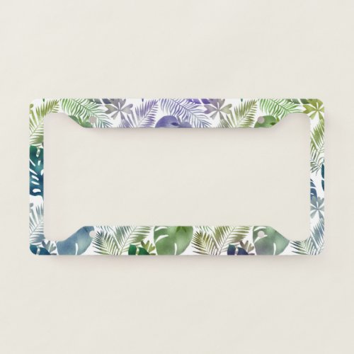 Colorful Palm Tree Leaf Summer Vibes Metallic License Plate Frame