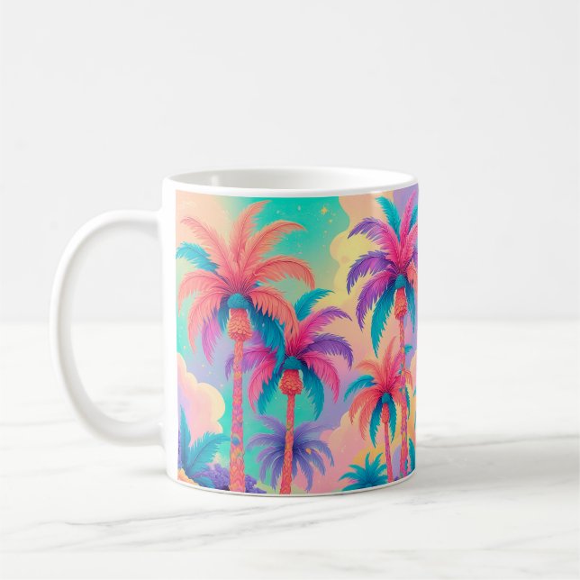Colorful Palm trees Coffee Mug (Left)