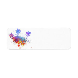 Colorful Palm Trees Illustration Label