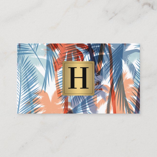 Colorful Palm Trees Pattern Business Card (Front)