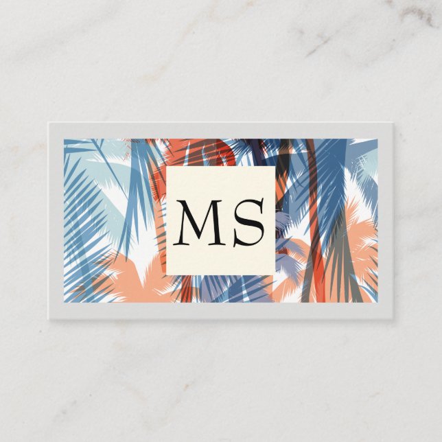 Colorful Palm Trees Pattern Business Card (Front)