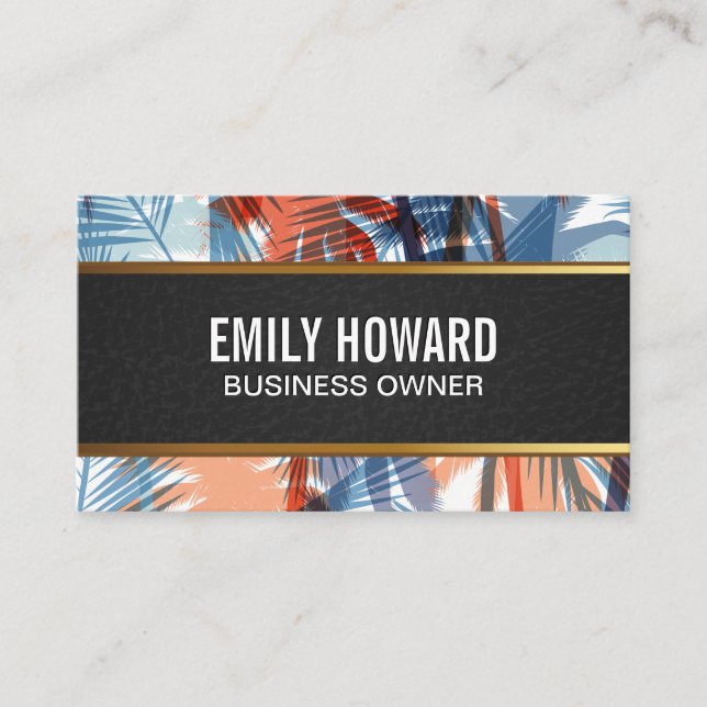 Colorful Palm Trees Pattern | Natural Business Card (Front)