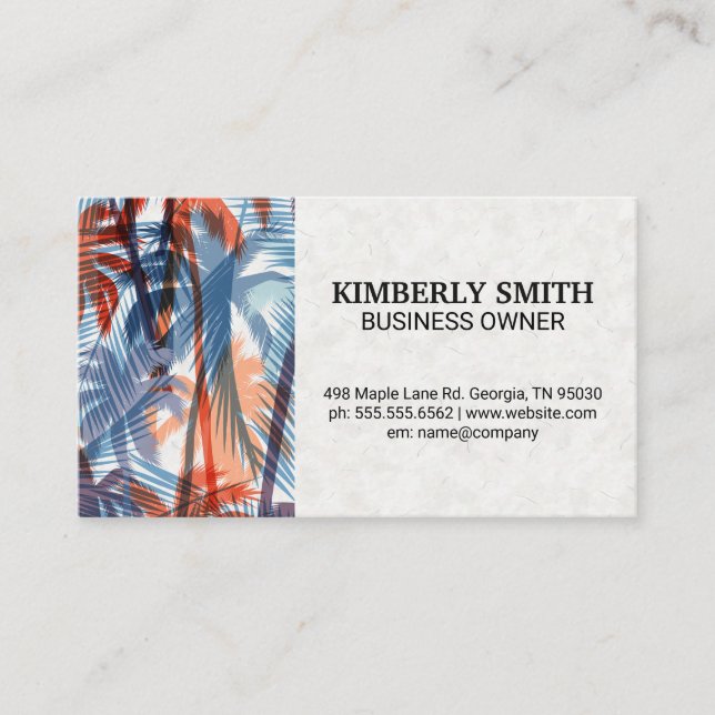 Colorful Palm Trees Pattern | Natural Business Card (Front)