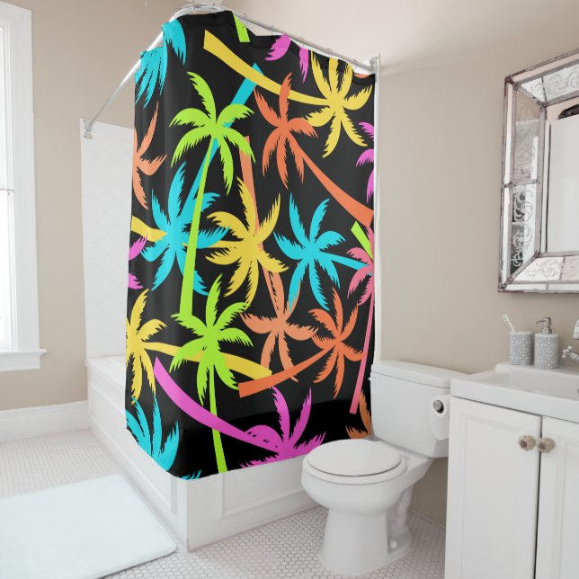 Colorful Palm Trees Shower Curtain (In Situ)