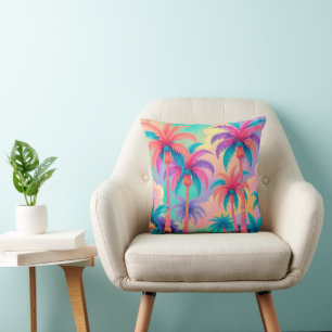 Colorful Palm trees Throw Pillow