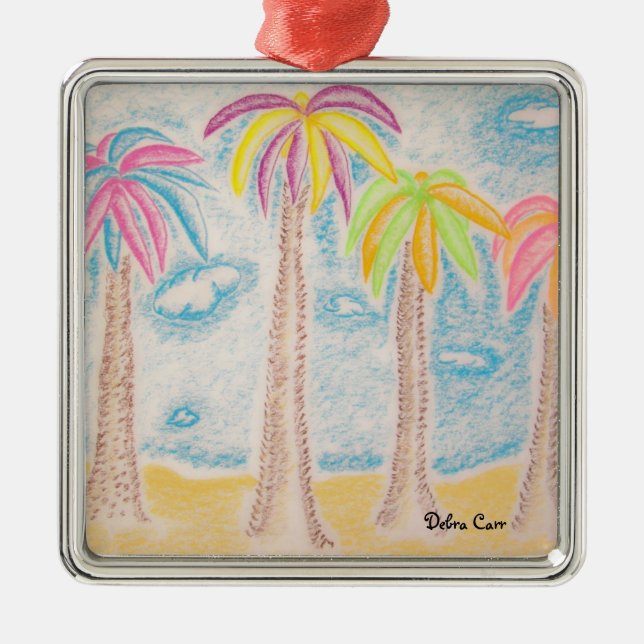 Colorful Palms-premium square ornament (Front)