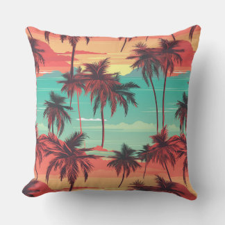 Colorful PalmTrees 055 Throw Pillow
