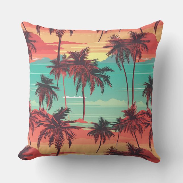 Colorful PalmTrees 055 Throw Pillow (Front)