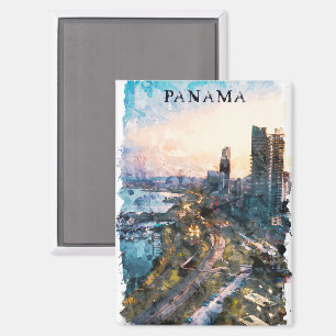 Colorful Panama City Skyline  Magnet