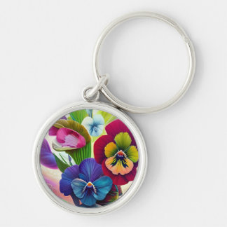 Colorful Pansies -AI ART Keychain