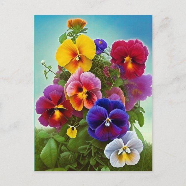 Colorful Pansies -AI ART Postcard (Front)