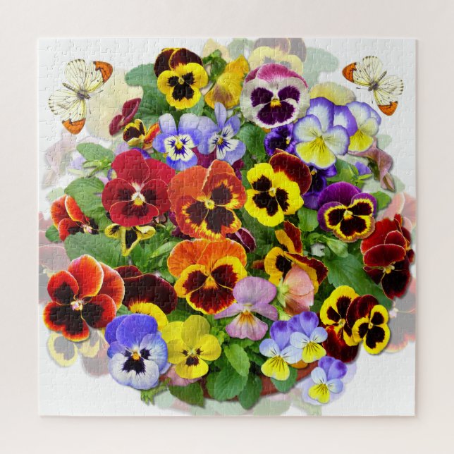 Colorful Pansies and Butterflies Puzzle (Vertical)