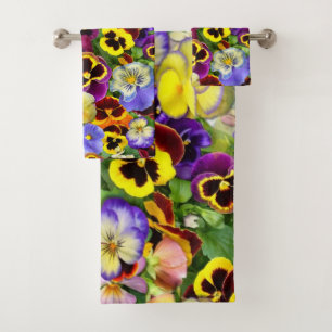 Colorful Pansies Bath Towel Set