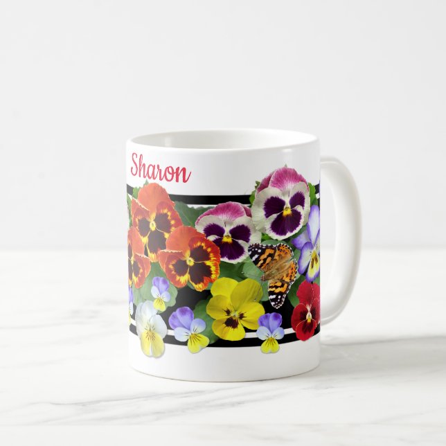 Colorful Pansies Coffee Mug (Front Right)