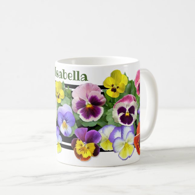 Colorful Pansies Coffee Mug (Front Right)