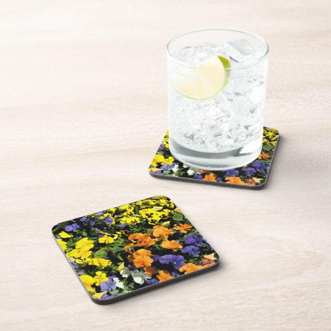 colorful pansies drink coaster (Right Side)