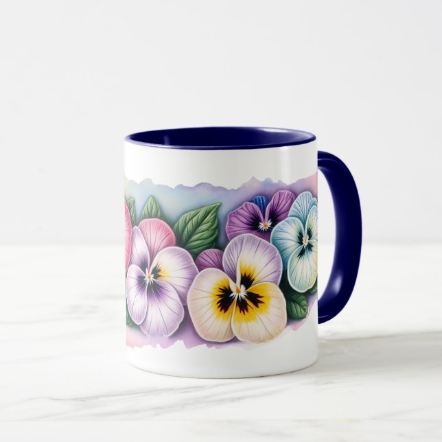 Colorful Pansies Flower Mug (Front Right)