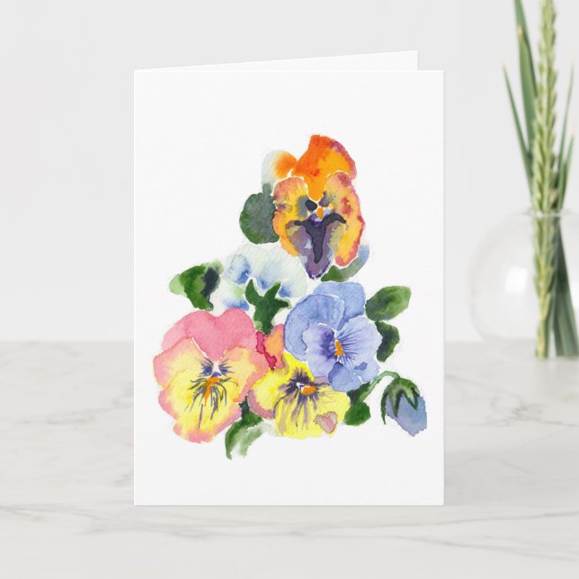 Colorful Pansies Folded Thank You Card (Front)
