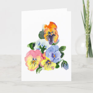Colorful Pansies Folded Thank You Card