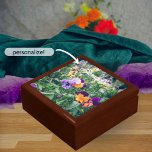 Colorful pansies in a summer country garden gift box<br><div class="desc">Gift box, featuring a captivating photograph of colorful pansies blooming in a sun-kissed summer garden. This gift is not just any ordinary present; it is a visual masterpiece that will transport your loved ones to a country retreat, evoking feelings of romance, serenity, and rustic charm. With its personalized touch (click...</div>