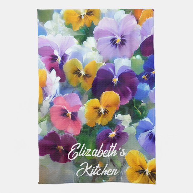 Colorful Pansies  Kitchen Towel (Vertical)