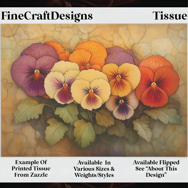 Colorful Pansies on Aged Background EF9R Decoupage Tissue Paper (Creator Uploaded)