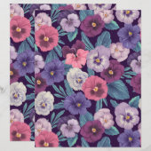 Colorful pansies on deep violet (Front/Back)