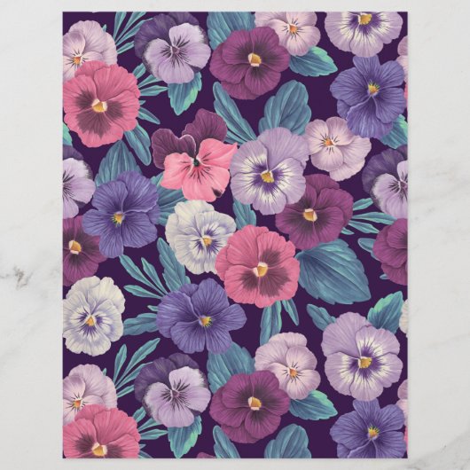 Colorful pansies on deep violet (Front)