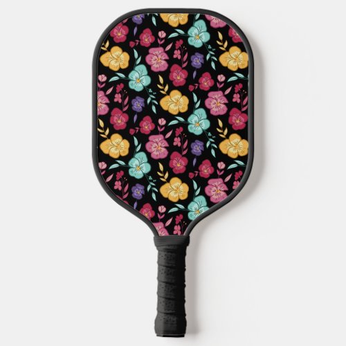 Colorful pansies pattern design pickleball paddle