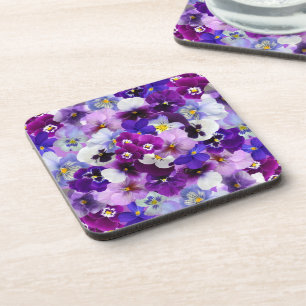 Colorful Pansies, Pretty Flowers, Beverage Coaster
