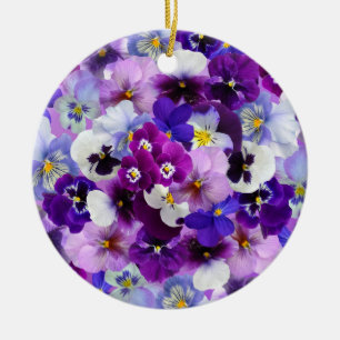 Colorful Pansies, Pretty Flowers, Ceramic Ornament