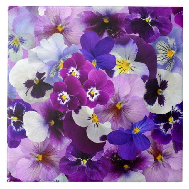 Colorful Pansies, pretty flowers, Ceramic Tile (Front)