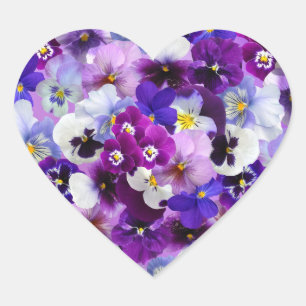 Colorful Pansies, Pretty Flowers, Heart Sticker