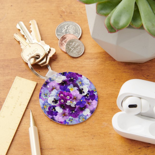 Colorful Pansies, Pretty Flowers, Keychain (Desk)