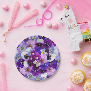 Colorful Pansies, Pretty Flowers, Paper Plates