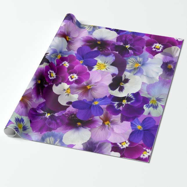 Colorful Pansies, Pretty Flowers, Wrapping Paper (Unrolled)