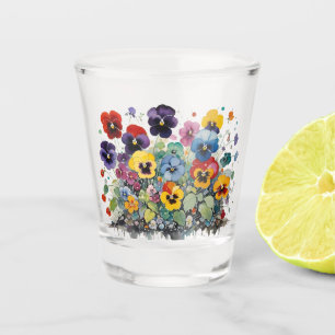 Colorful Pansies Shot Glass