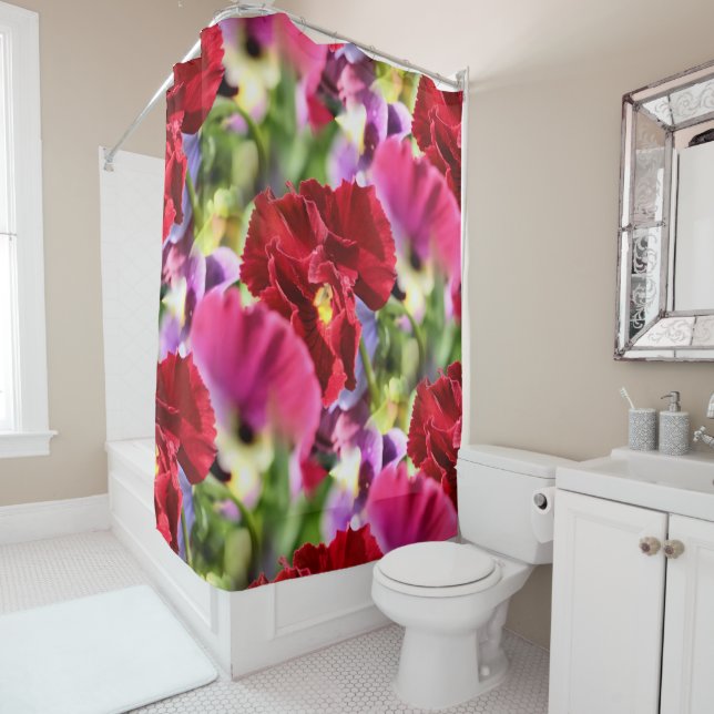 Colorful pansies shower curtain (In Situ)